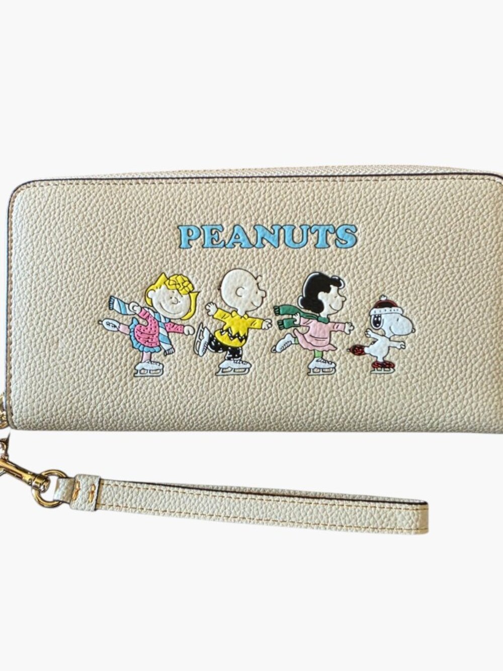 Coach x Peanuts Snoopy Long Zip Around Wallet Ivory Leather NWOT Wristlet - Picture 3 of 16
